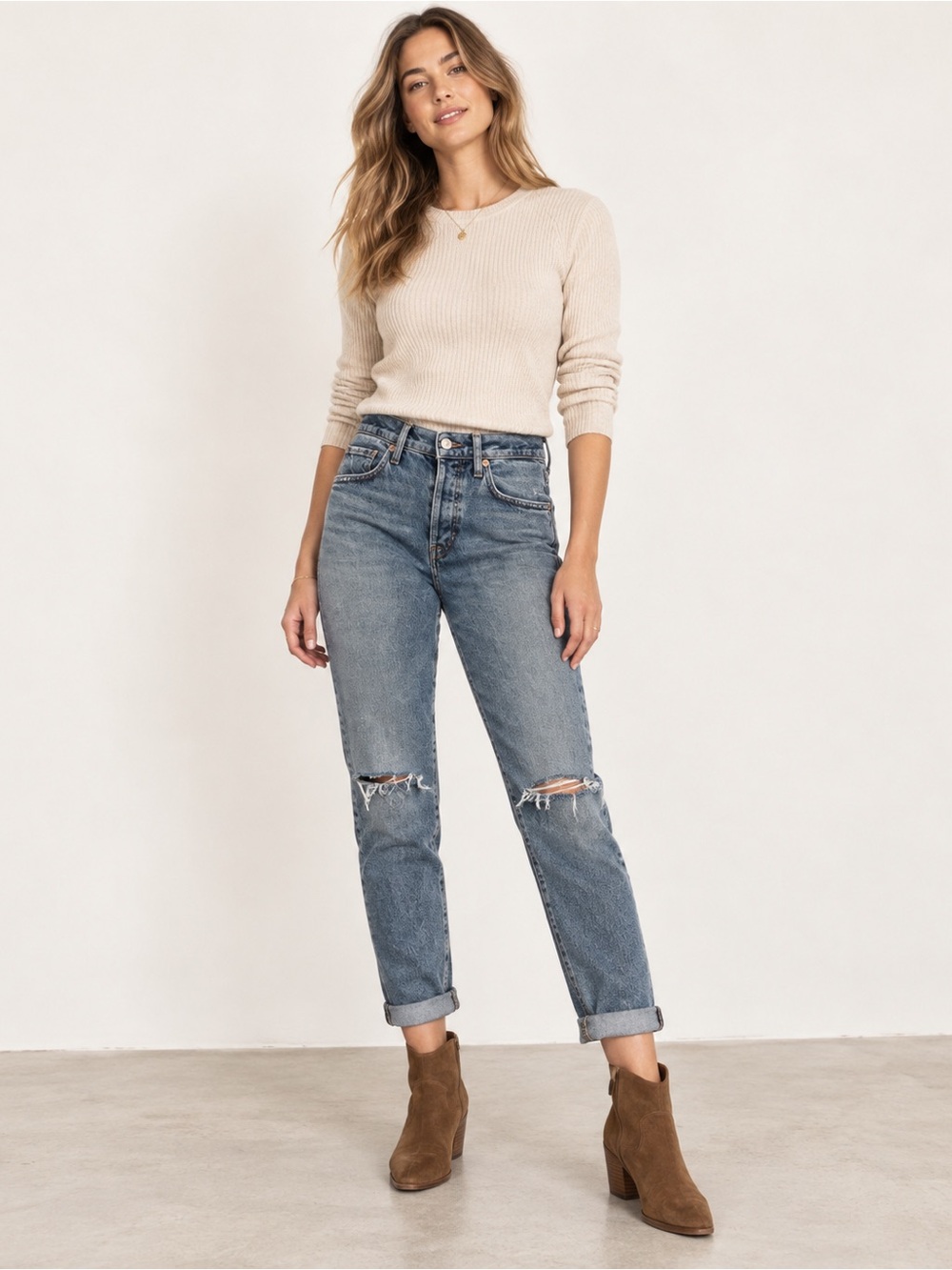 Citizens of Humanity Emerson Slim Boyfriend Jeans 25 Freeport Distressed Denim
